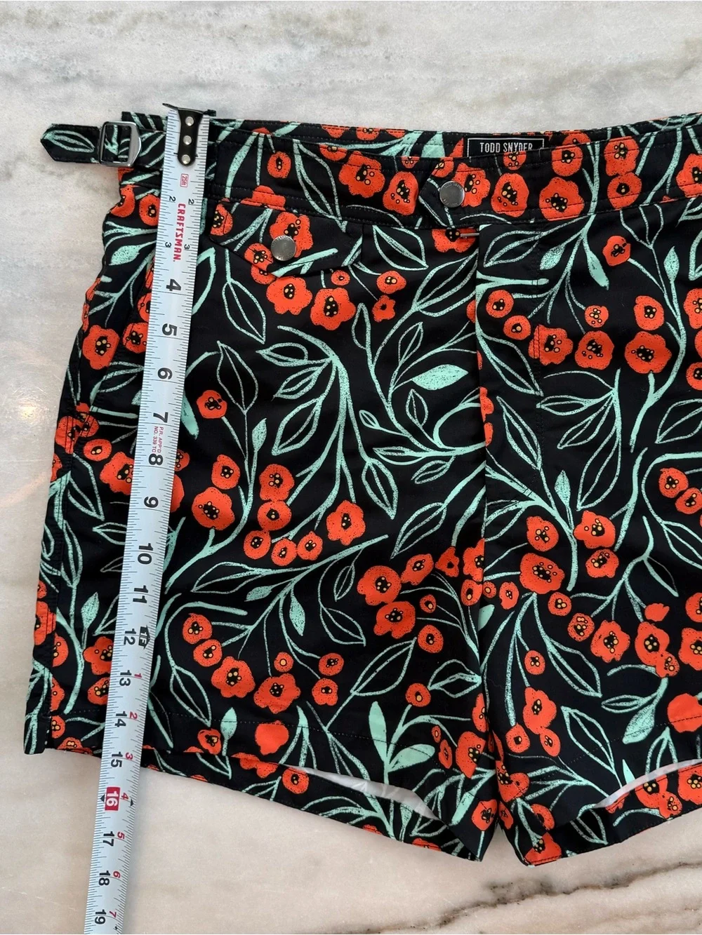 Todd Snyder Riviera Poppy Vine Floral Swim Shorts Men Waist 32 Size M